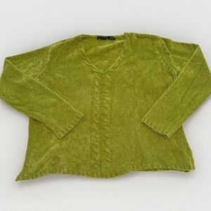 Bobbie Brooks Women's Vintage Lime Green Cable Knit Sweater-Large-Retro-Colorful